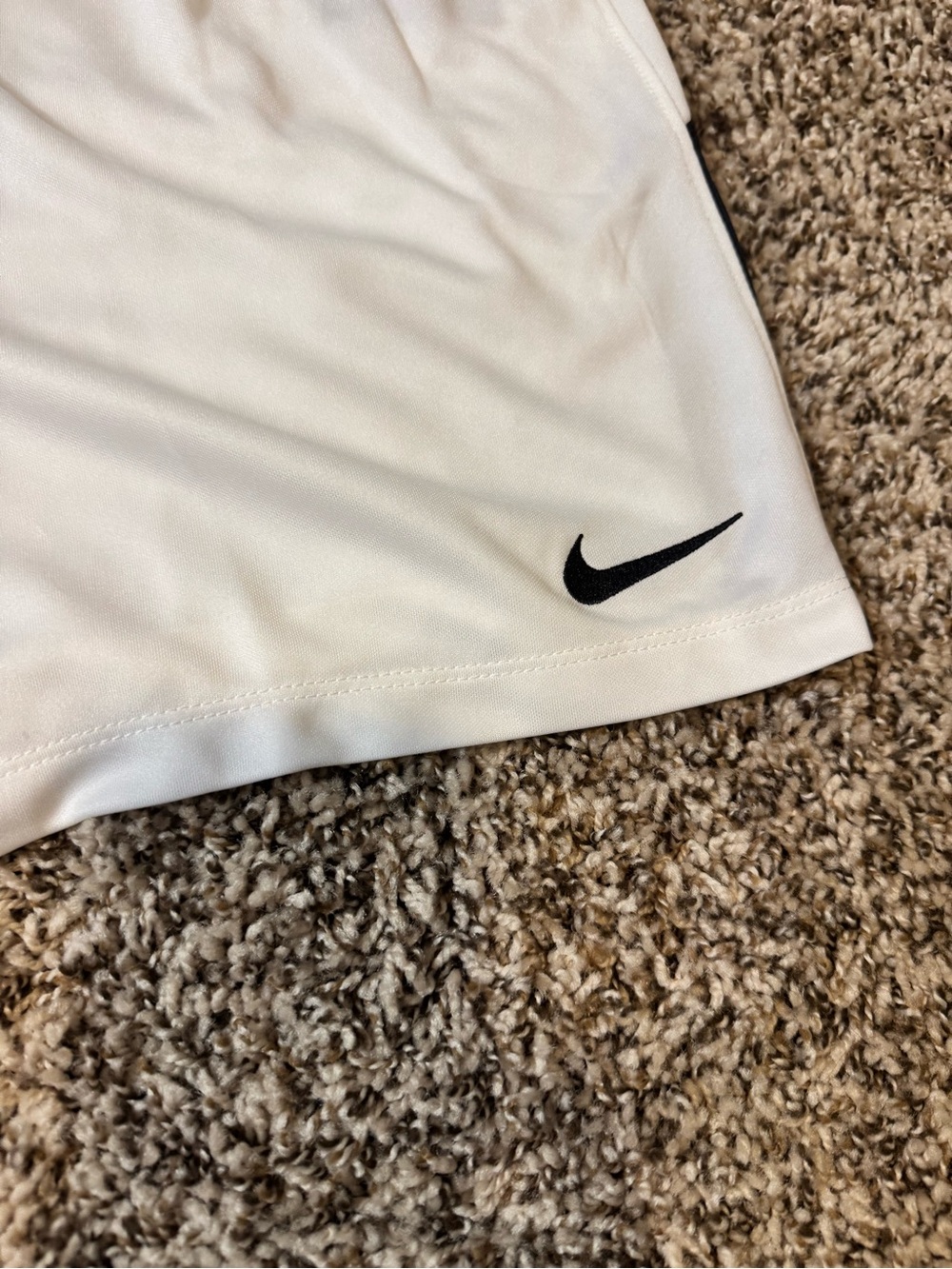 Women’s Large Nike White Shorts with Black Swoosh and Side Stripe - Picture 3 of 8